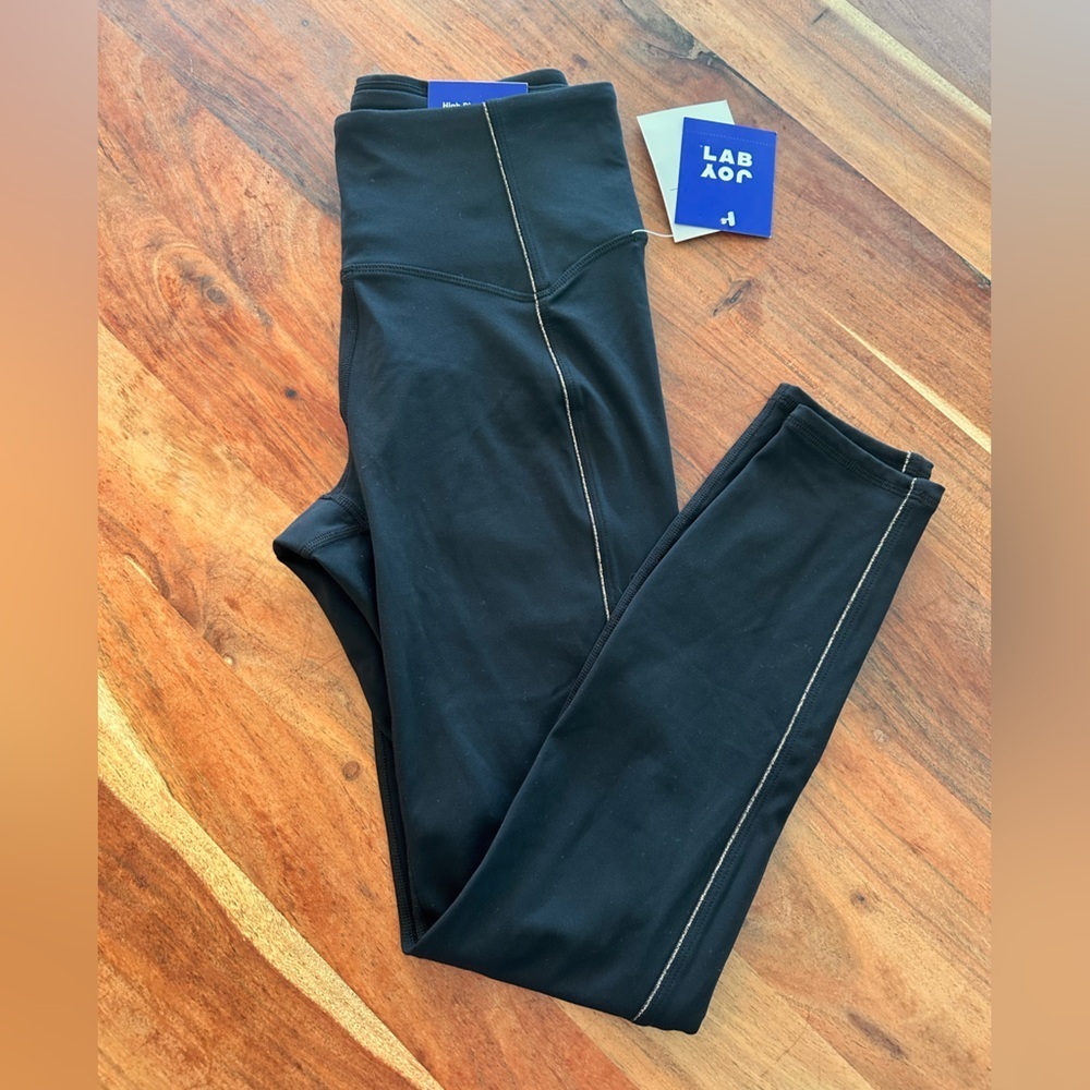 JoyLab Black High-Rise Leggings with Metallic Gold Stitching Detail -NWT - Picture 3 of 6